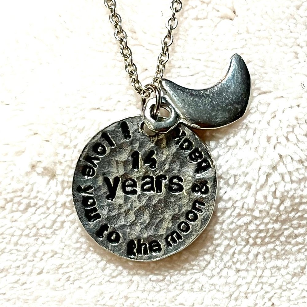 Wedding Anniversary I Love You To The Moon and Back Necklace 14th Anniversary